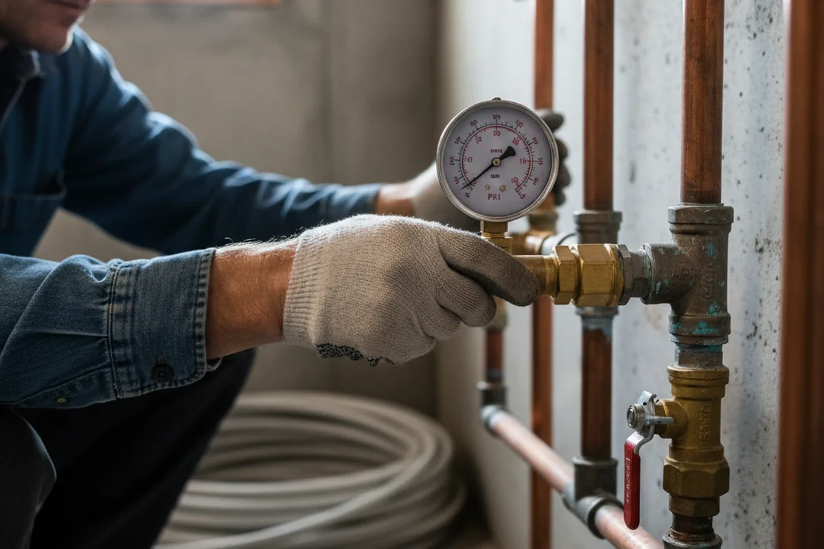 Pressure testing a repaired line during Water Line Repair in Busy